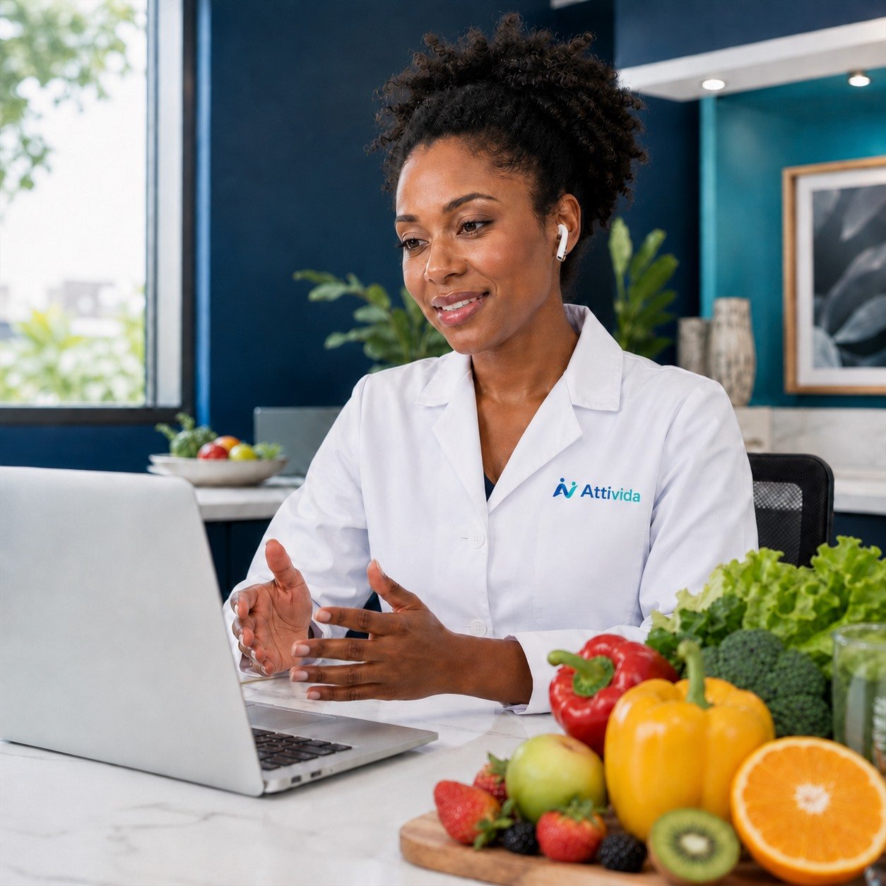 Nutricionista Attivida realizando consulta online